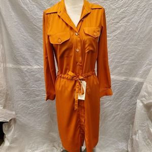 Frances Henaghan Women's Polyester Orange Dress, Size 6